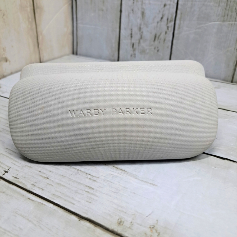Warby Parker Logo Hardsided Gray-White & Bright Blue Eyewear Case Empty